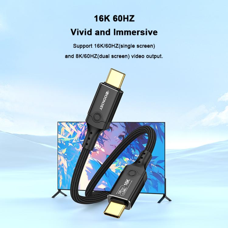 DOONJIEY DJUSB519GR 120Gbps Type-C 16K HD Projection Conversion Cable(Black) - USB-C & Type-C Cable by buy2fix | Online Shopping UK | buy2fix