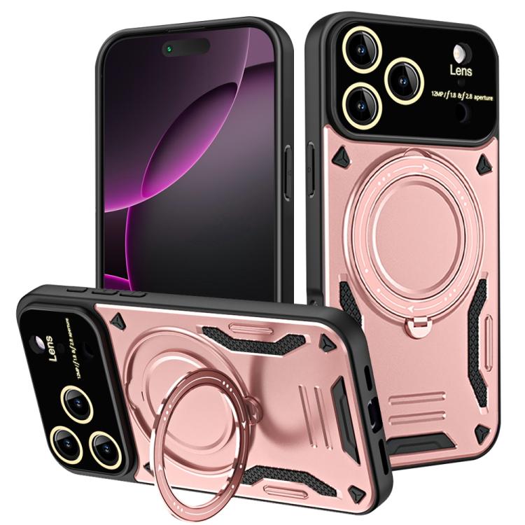 For iPhone 17 Pro Max Large Window MagSafe Holder Phone Case(Rose Gold) - iPhone 17 Pro Max Cases by buy2fix | Online Shopping UK | buy2fix