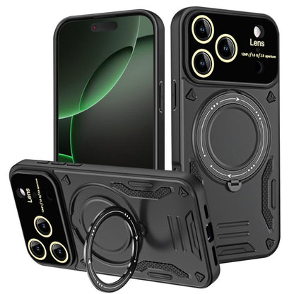 For iPhone 17 Pro Large Window MagSafe Holder Phone Case(Black) - iPhone 17 Pro Cases by buy2fix | Online Shopping UK | buy2fix