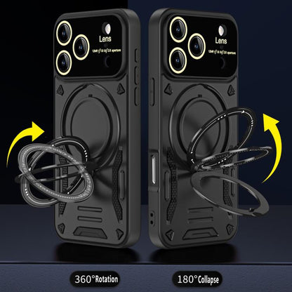 For iPhone 17 Pro Large Window MagSafe Holder Phone Case(Black) - iPhone 17 Pro Cases by buy2fix | Online Shopping UK | buy2fix