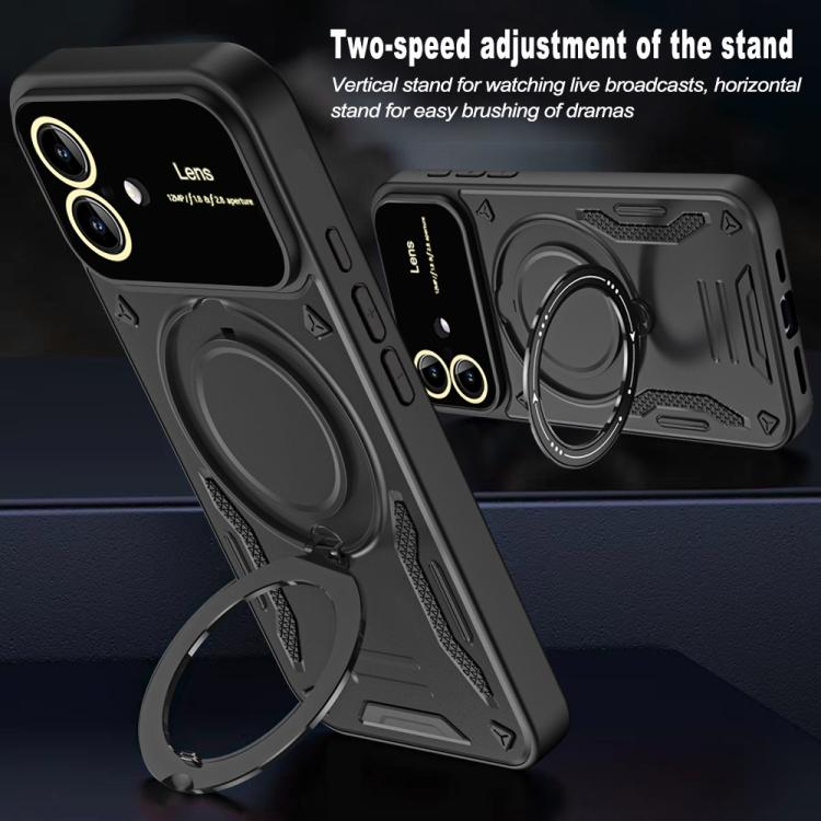 For iPhone 17 Large Window MagSafe Holder Phone Case(Rose Gold) - iPhone 17 Cases by buy2fix | Online Shopping UK | buy2fix