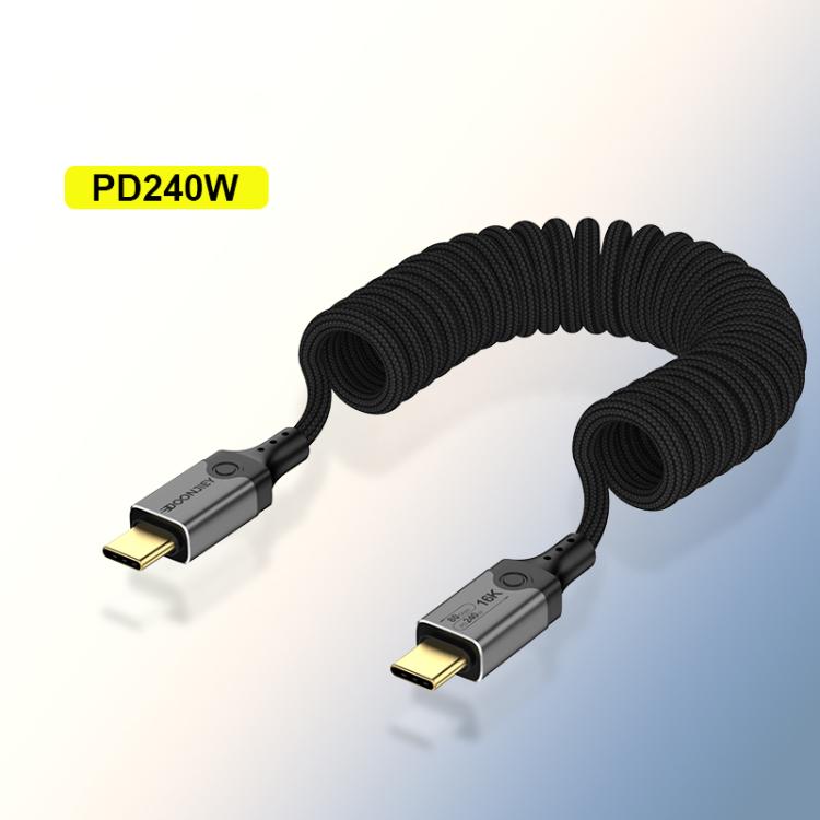 DOONJIEY DJUSB510GR 80Gbps Type-C 16K HD Projection Spring Conversion Cable(Black) - Cable & Adapters by buy2fix | Online Shopping UK | buy2fix