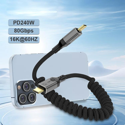 DOONJIEY DJUSB510GR 80Gbps Type-C 16K HD Projection Spring Conversion Cable(Black) - Cable & Adapters by buy2fix | Online Shopping UK | buy2fix