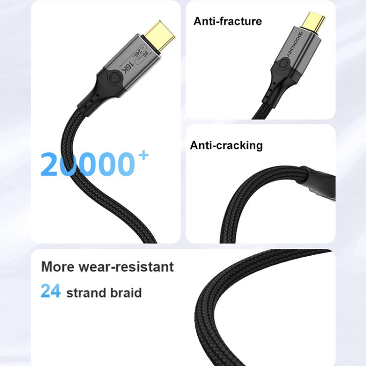 DOONJIEY DJUSB510GR 80Gbps Type-C 16K HD Projection Spring Conversion Cable(Black) - Cable & Adapters by buy2fix | Online Shopping UK | buy2fix