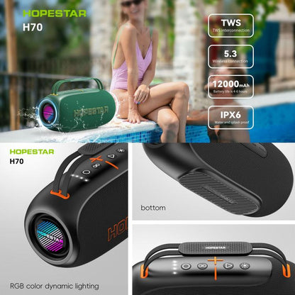 HOPESTAR H70 80W Outdoor Portable IPX5 Waterproof Bluetooth Speaker(Dark Green) - Waterproof Speaker by HOPESTAR | Online Shopping UK | buy2fix
