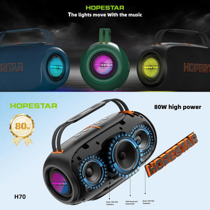 HOPESTAR H70 80W Outdoor Portable IPX5 Waterproof Bluetooth Speaker(Black) - Waterproof Speaker by HOPESTAR | Online Shopping UK | buy2fix