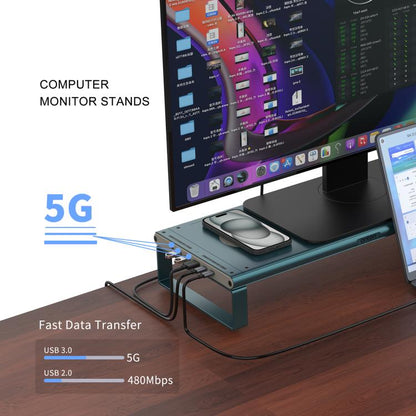 Onten OTN-95209 Computer Laptop Monitor Riser Holder, with Wireless Charging - Laptop Stand by Onten | Online Shopping UK | buy2fix