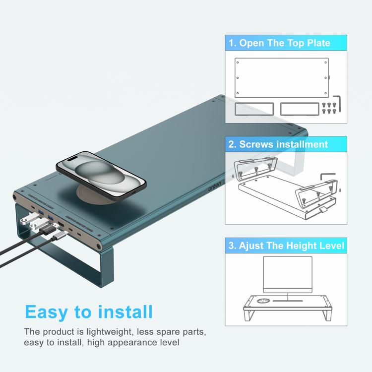 Onten OTN-95209 Computer Laptop Monitor Riser Holder, with Wireless Charging - Laptop Stand by Onten | Online Shopping UK | buy2fix