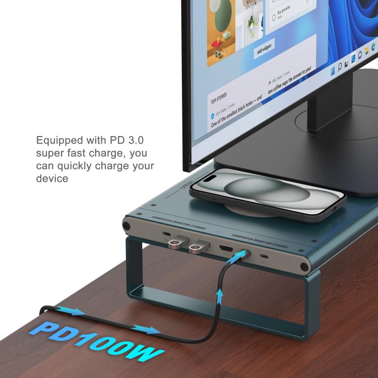Onten OTN-95209 Computer Laptop Monitor Riser Holder, with Wireless Charging - Laptop Stand by Onten | Online Shopping UK | buy2fix