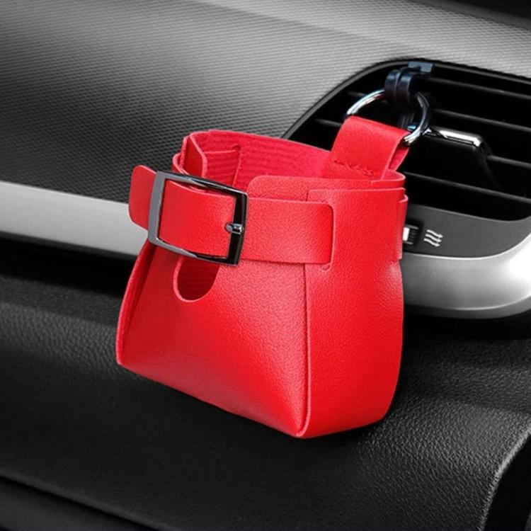 Car Air Vent PU Leather Storage Hanging Bag(Red) - Stowing Tidying by buy2fix | Online Shopping UK | buy2fix