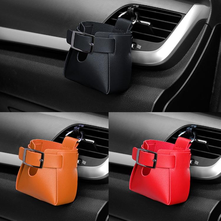 Car Air Vent PU Leather Storage Hanging Bag(Black) - Stowing Tidying by buy2fix | Online Shopping UK | buy2fix
