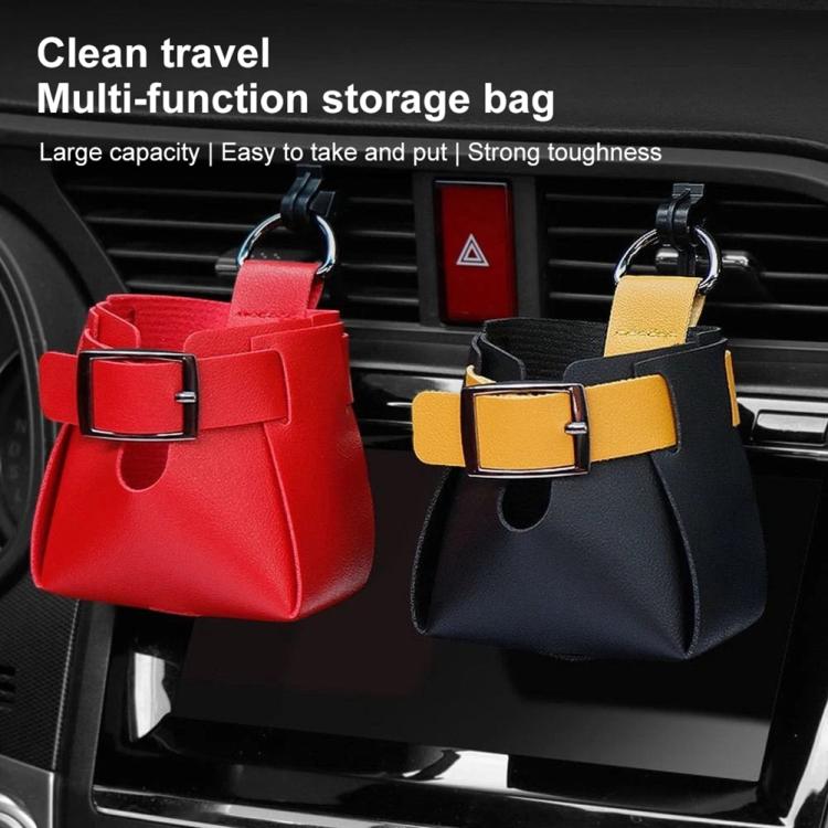 Car Air Vent PU Leather Storage Hanging Bag(Red) - Stowing Tidying by buy2fix | Online Shopping UK | buy2fix