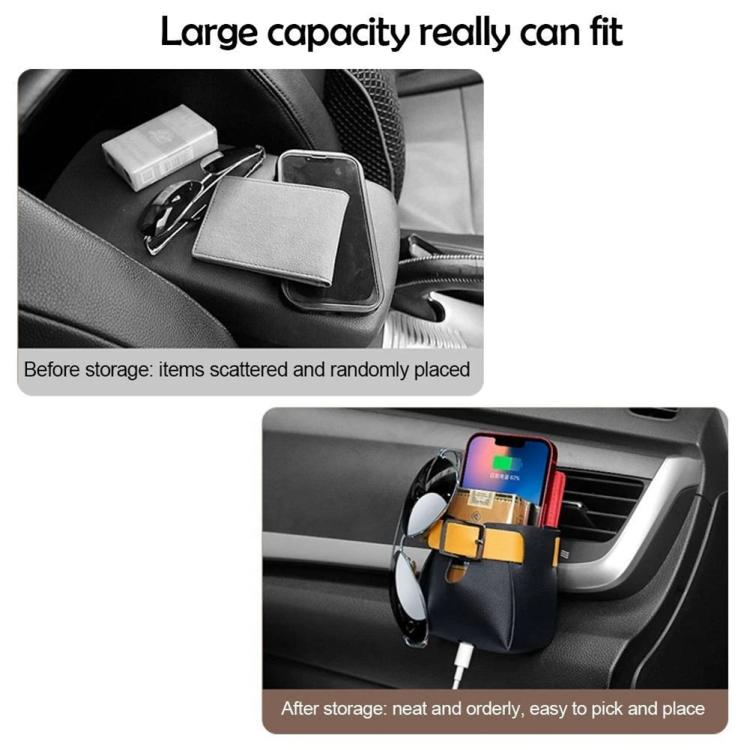 Car Air Vent PU Leather Storage Hanging Bag(Black) - Stowing Tidying by buy2fix | Online Shopping UK | buy2fix