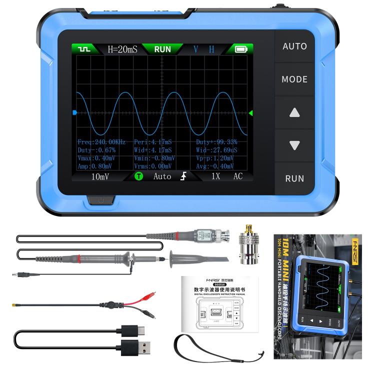 FNIRSI DSO510 Handheld Small Digital Portable Tablet Oscilloscope(Black Blue) - Other Tester Tool by FNIRSI | Online Shopping UK | buy2fix