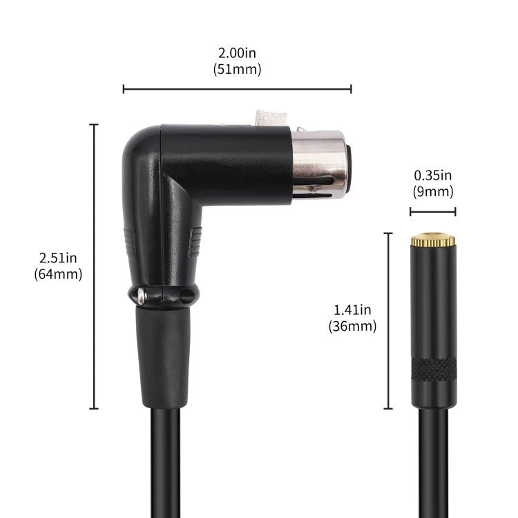 3.5mm Female to XLR Female Elbow Audio Converter Adapter Cable, Length:30cm(Black) - Microphone Audio Cable & Connector by buy2fix | Online Shopping UK | buy2fix
