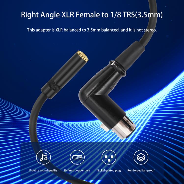 3.5mm Female to XLR Female Elbow Audio Converter Adapter Cable, Length:30cm(Black) - Microphone Audio Cable & Connector by buy2fix | Online Shopping UK | buy2fix