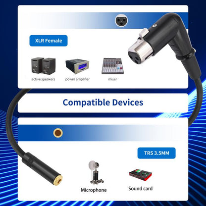 3.5mm Female to XLR Female Elbow Audio Converter Adapter Cable, Length:30cm(Black) - Microphone Audio Cable & Connector by buy2fix | Online Shopping UK | buy2fix
