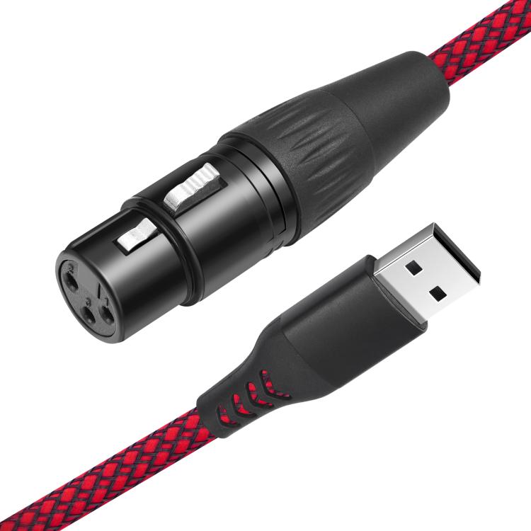USB-A to XLR Female Audio Recording Cable for Dynamic Microphone, Length:1m(Black Red) - Microphone Audio Cable & Connector by buy2fix | Online Shopping UK | buy2fix
