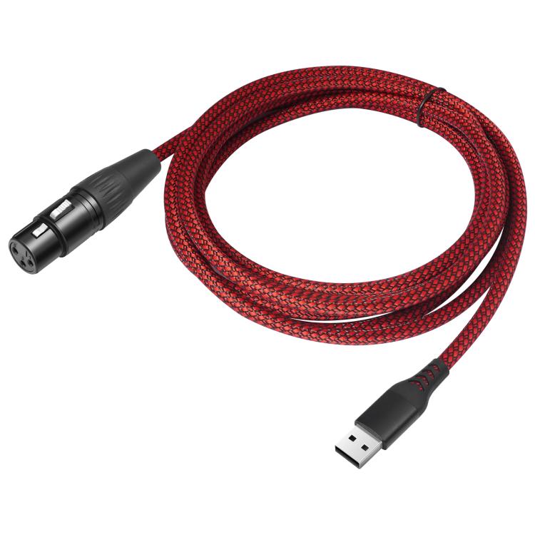 USB-A to XLR Female Audio Recording Cable for Dynamic Microphone, Length:1m(Black Red) - Microphone Audio Cable & Connector by buy2fix | Online Shopping UK | buy2fix