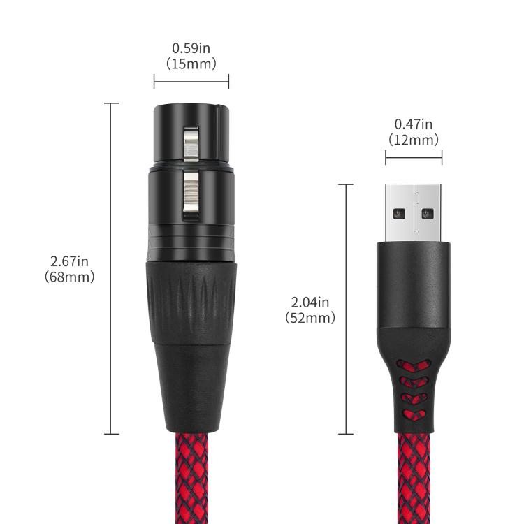 USB-A to XLR Female Audio Recording Cable for Dynamic Microphone, Length:1m(Black Red) - Microphone Audio Cable & Connector by buy2fix | Online Shopping UK | buy2fix