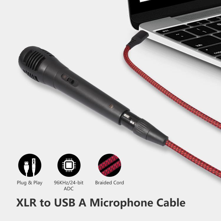 USB-A to XLR Female Audio Recording Cable for Dynamic Microphone, Length:1m(Black Red) - Microphone Audio Cable & Connector by buy2fix | Online Shopping UK | buy2fix