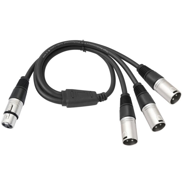 XLR Female to 3 XLR Male 3-Way Splitter Audio Cable, Length: 60cm - Microphone Audio Cable & Connector by buy2fix | Online Shopping UK | buy2fix
