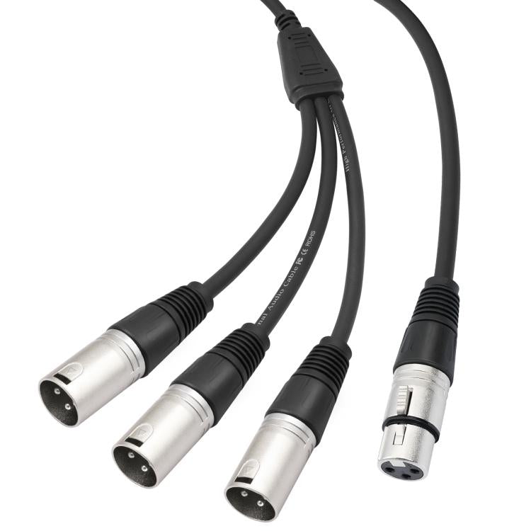 XLR Female to 3 XLR Male 3-Way Splitter Audio Cable, Length: 60cm - Microphone Audio Cable & Connector by buy2fix | Online Shopping UK | buy2fix