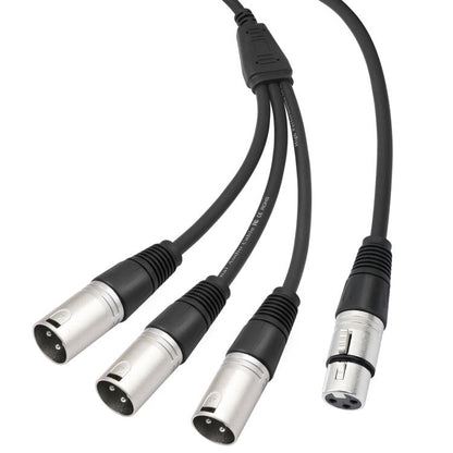 XLR Female to 3 XLR Male 3-Way Splitter Audio Cable, Length: 60cm - Microphone Audio Cable & Connector by buy2fix | Online Shopping UK | buy2fix