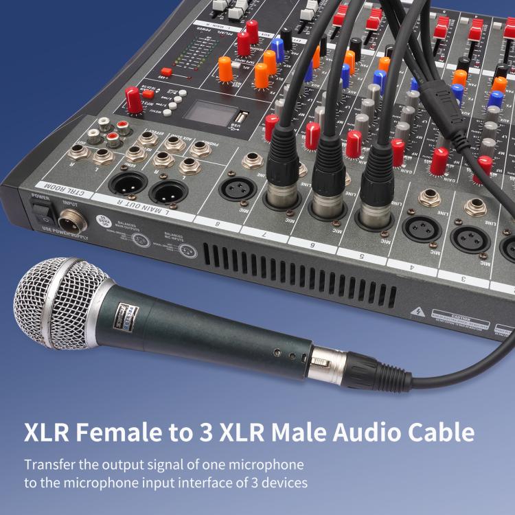 XLR Female to 3 XLR Male 3-Way Splitter Audio Cable, Length: 60cm - Microphone Audio Cable & Connector by buy2fix | Online Shopping UK | buy2fix