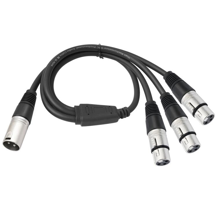 XLR Male to 3 XLR Female 3-Way Splitter Audio Cable, Length: 60cm - Microphone Audio Cable & Connector by buy2fix | Online Shopping UK | buy2fix