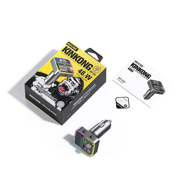 WK WP-C62 48W BT MP3 Player Fast Car Charger(Silver) - Car Charger by WK | Online Shopping UK | buy2fix