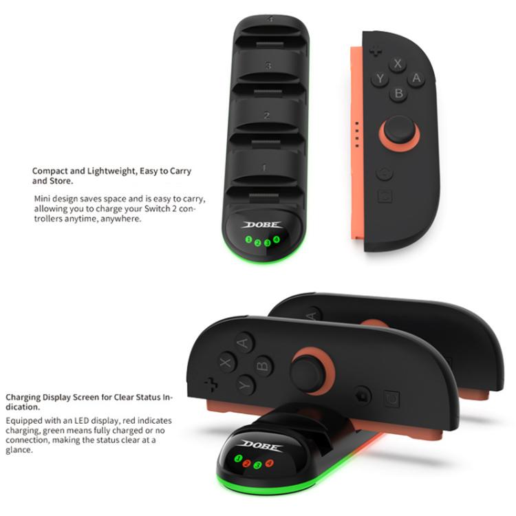 For Nintendo Switch 2 Handle 4 in 1 Charging Station with LED Display Light(Black) - Charger & Power by buy2fix | Online Shopping UK | buy2fix