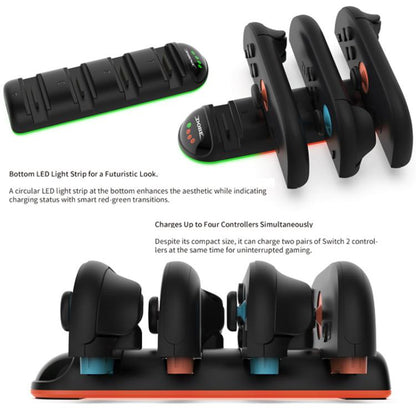 For Nintendo Switch 2 Handle 4 in 1 Charging Station with LED Display Light(Black) - Charger & Power by buy2fix | Online Shopping UK | buy2fix