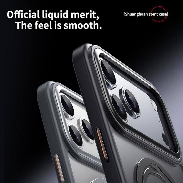 For iPhone 17 Pro Double Ring MagSafe Magnetic Holder Phone Case(Matte Black) - iPhone 17 Pro Cases by buy2fix | Online Shopping UK | buy2fix