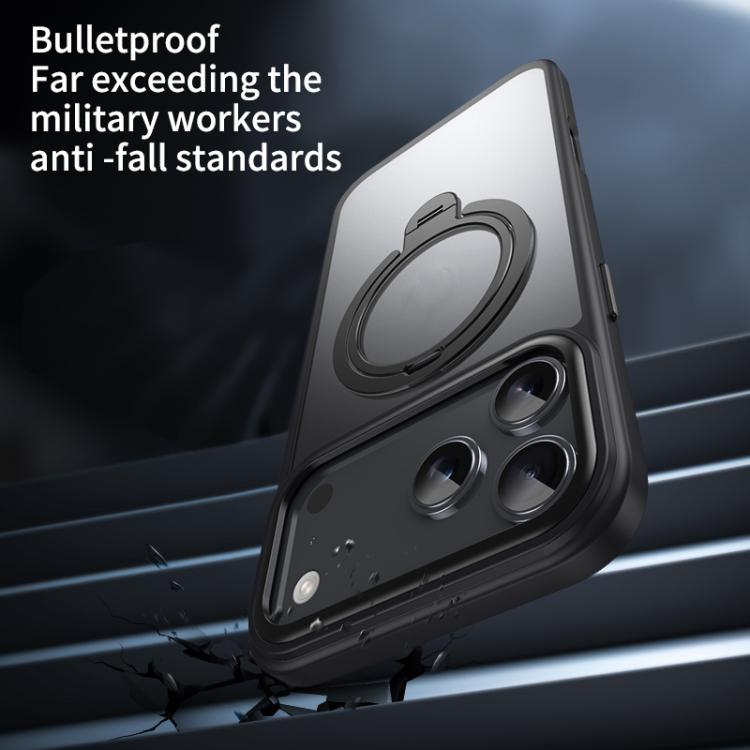 For iPhone 17 Pro Double Ring MagSafe Magnetic Holder Phone Case(Matte Blue) - iPhone 17 Pro Cases by buy2fix | Online Shopping UK | buy2fix