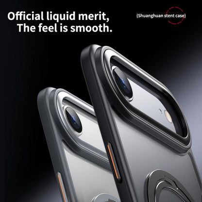 For iPhone Air Double Ring MagSafe Magnetic Holder Phone Case(Matte Grey) - iPhone Air Cases by buy2fix | Online Shopping UK | buy2fix