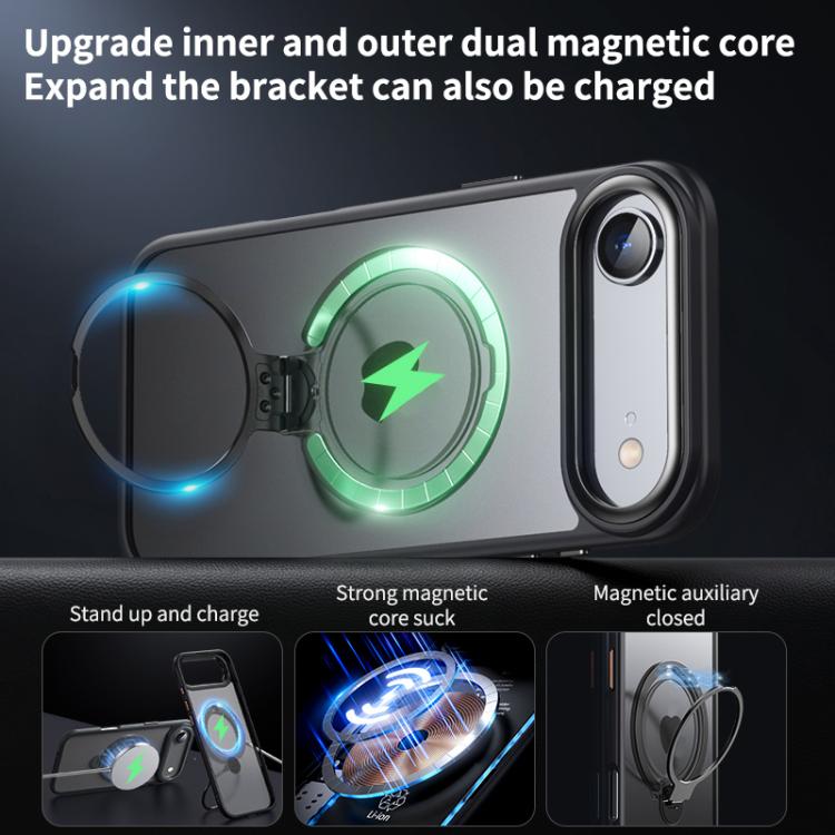 For iPhone Air Double Ring MagSafe Magnetic Holder Phone Case(Transparent) - iPhone Air Cases by buy2fix | Online Shopping UK | buy2fix