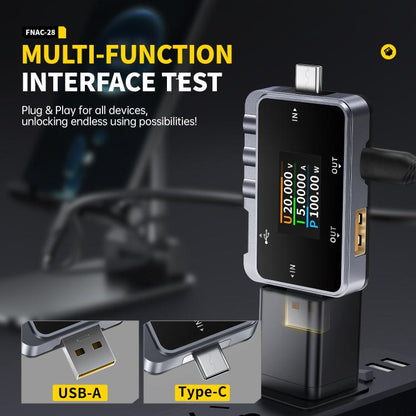 Fnirsi FNAC-28 Multi-function Type-C & USB Professional Grade Ripple Monitoring Tester - Current & Voltage Tester by FNIRSI | Online Shopping UK | buy2fix