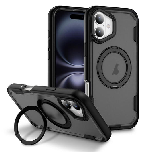 For iPhone 17 Defend Rugged Gear Holder MagSafe Phone Case(Black + Transparent Grey) - iPhone 17 Cases by buy2fix | Online Shopping UK | buy2fix