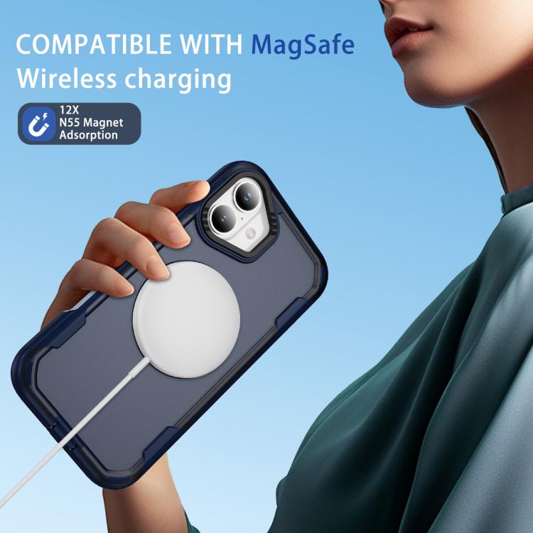 For iPhone 17 Defend Rugged Gear Holder MagSafe Phone Case(Blue + Transparent Blue) - iPhone 17 Cases by buy2fix | Online Shopping UK | buy2fix