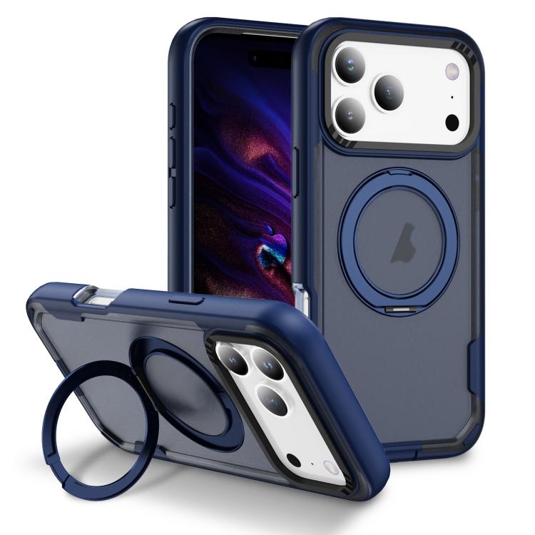 For iPhone 17 Pro Defend Rugged Gear Holder MagSafe Phone Case(Blue + Transparent Blue) - iPhone 17 Pro Cases by buy2fix | Online Shopping UK | buy2fix