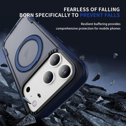 For iPhone 17 Pro Defend Rugged Gear Holder MagSafe Phone Case(Blue + Transparent Blue) - iPhone 17 Pro Cases by buy2fix | Online Shopping UK | buy2fix