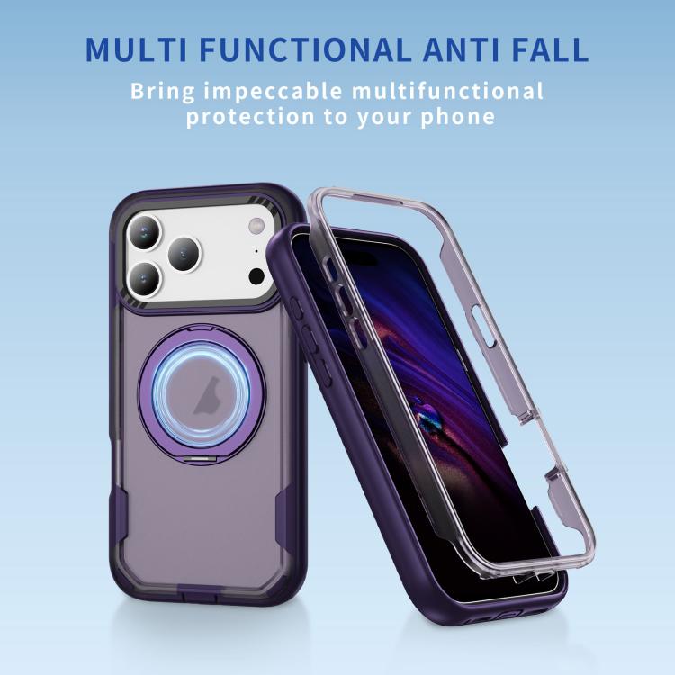 For iPhone 17 Pro Defend Rugged Gear Holder MagSafe Phone Case(Purple + Dark Purple) - iPhone 17 Pro Cases by buy2fix | Online Shopping UK | buy2fix