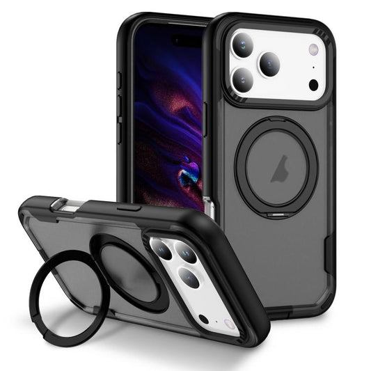 For iPhone 17 Pro Max Defend Rugged Gear Holder MagSafe Phone Case(Black + Transparent Grey) - iPhone 17 Pro Max Cases by buy2fix | Online Shopping UK | buy2fix
