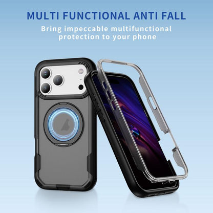 For iPhone 17 Pro Max Defend Rugged Gear Holder MagSafe Phone Case(Black + Transparent Grey) - iPhone 17 Pro Max Cases by buy2fix | Online Shopping UK | buy2fix