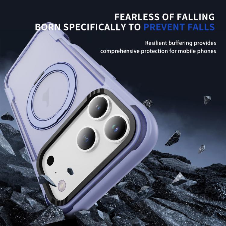 For iPhone 17 Pro Max Defend Rugged Gear Holder MagSafe Phone Case(Light Purple + Transparent Purple) - iPhone 17 Pro Max Cases by buy2fix | Online Shopping UK | buy2fix