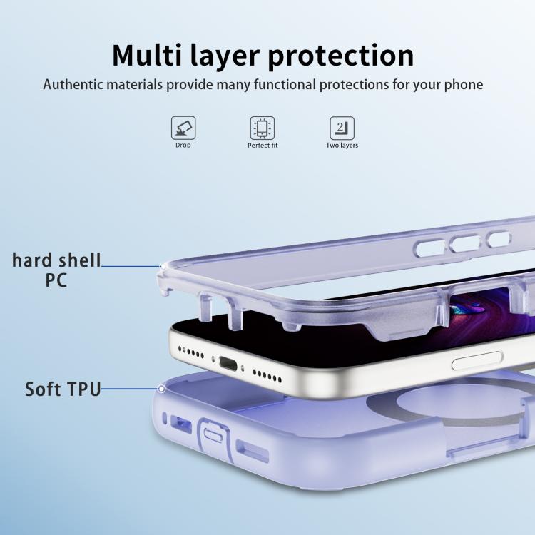 For iPhone 17 Pro Max Defend Rugged Gear Holder MagSafe Phone Case(Light Purple + Transparent Purple) - iPhone 17 Pro Max Cases by buy2fix | Online Shopping UK | buy2fix