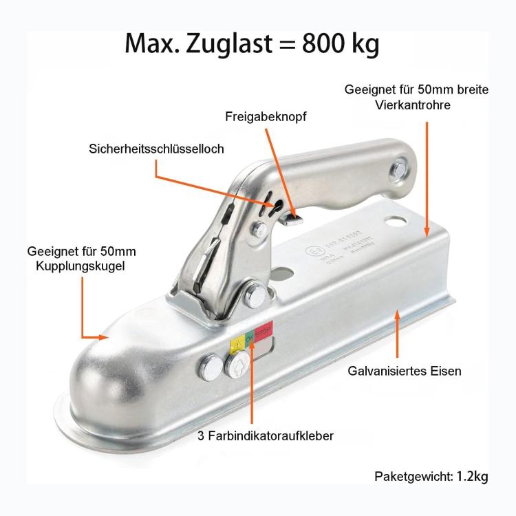 50mm Universal Ball Tow Bar Ball Trailer Coupling(Silver) - Towing Bars by buy2fix | Online Shopping UK | buy2fix