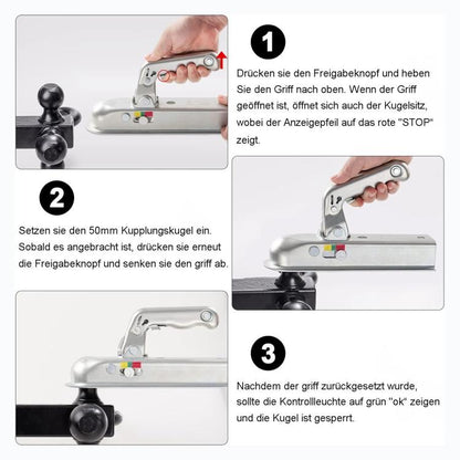 50mm Universal Ball Tow Bar Ball Trailer Coupling(Silver) - Towing Bars by buy2fix | Online Shopping UK | buy2fix