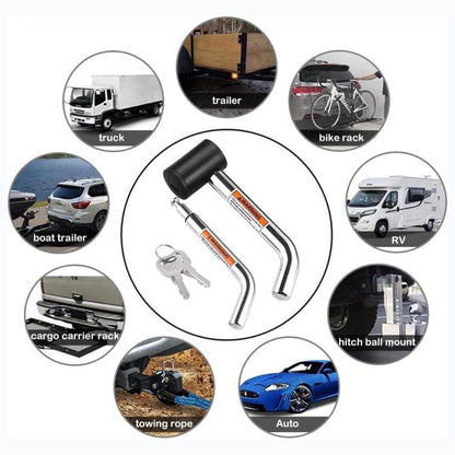 5/8 inch and 1/2 inch Car American Towing Hitch Metal Lock(Silver Black) - Towing Bars by buy2fix | Online Shopping UK | buy2fix